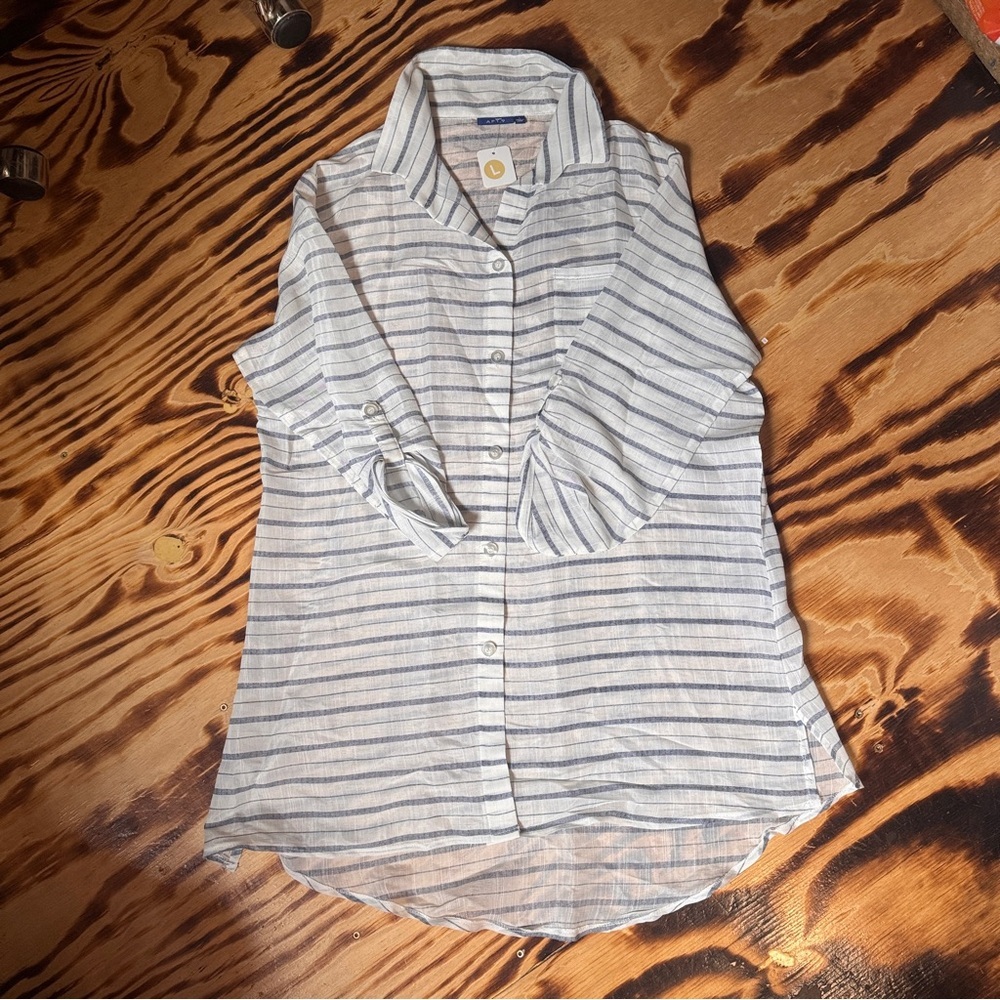 Apt. 9 Blue and White Striped Sheet Shirt dress cover up